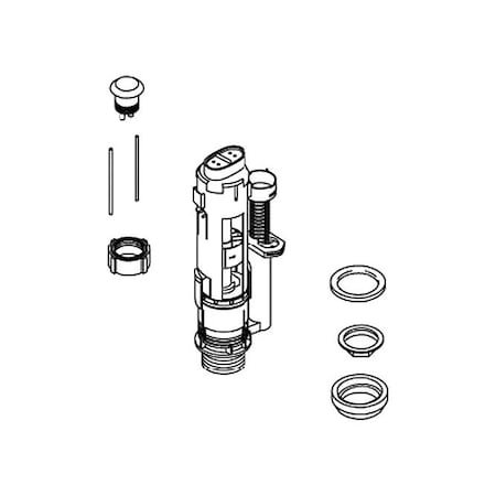 Kohler Assembly, Flush Valve, Satin Chrome with Polished Chrome Accents 1095687-SC